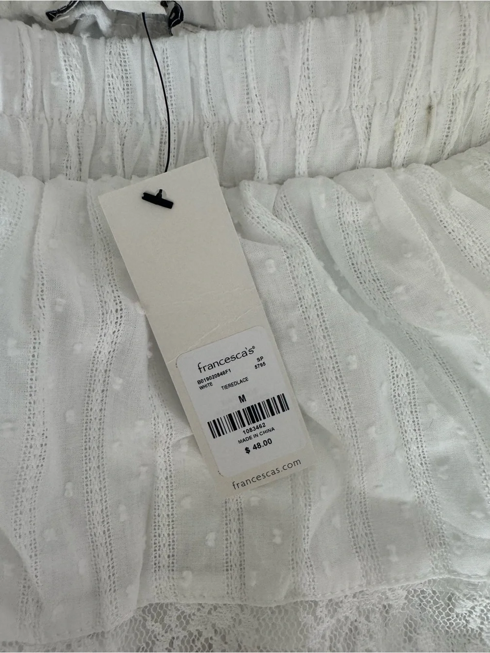 Francesca's Collections White Lace Tiered Mini Skirt